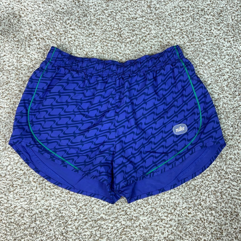 Nike Shorts Women Medium Purple Athletic Running Swoosh Print Performance Lined